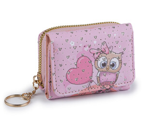 Mini peněženka dětská 7x8,5 cm - 1 ks - 19 růžová sv. sova