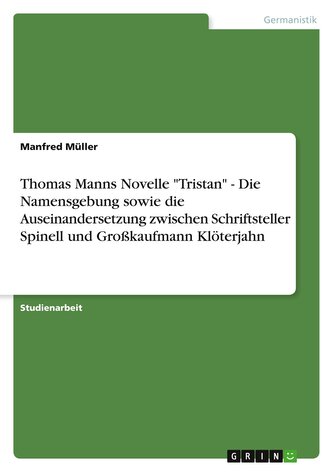 Thomas Manns Novelle "Tristan" - Die Namensgebung sowie die Auseinandersetzung zwischen Schriftsteller Spinell und Großkaufmann