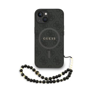 Guess PU Leather 4G Colored Ring Strap MagSafe Zadní Kryt pro iPhone 15 Black