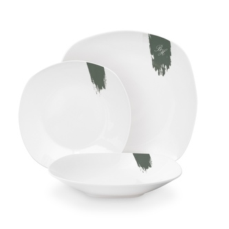 BERLINGERHAUS Jídelní sada talířů 18 ks Matte Green Collection bílá-zelená BH-10205