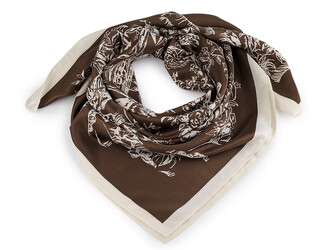 Saténový šátek 90x90 cm - 1 ks - 3 hnědá