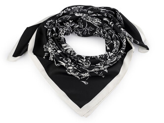 Saténový šátek 90x90 cm - 1 ks - 5 černá