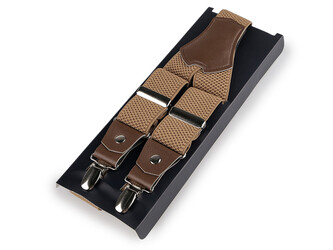 Šle s dvojitým zapínáním šíře 3,5 cm délka 120 cm v krabičce - 1 ks - 1 béžová tmavá