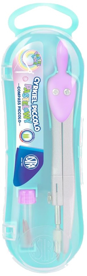 Cyrkiel metalowy z dodatkowymi rysikami Piccolo Pastel Line, Astra