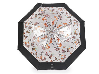 Dámský / dívčí průhledný vystřelovací deštník kočky - 1 ks - 4 černá