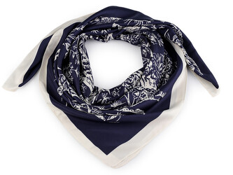 Saténový šátek 90x90 cm - 1 ks - 4 modrá tmavá