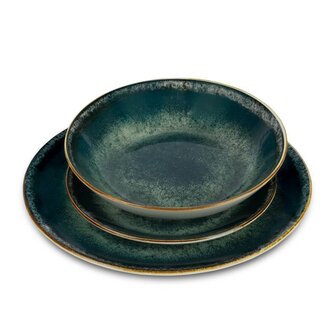 BERLINGERHAUS Jídelní sada talířů 18 ks Matte Green Collection zelená BH-10300