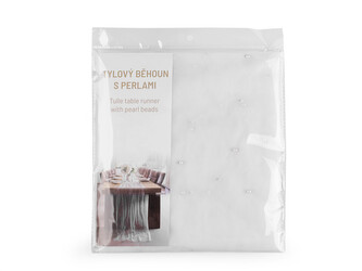 Tylový běhoun s perlami pro svatby a oslavy 0,8x3 m - 1 ks - 1 bílá