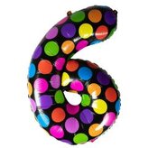 Balon foliowy cyferka 6 w kropki