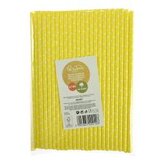 Słomki papierowe żółte w białe kropki 144szt