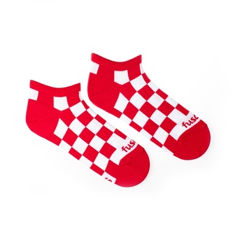 Kotníkové ponožky Šachovnice červená Bílé S (35-38)