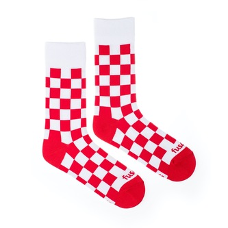 Ponožky Šachovnice červená Bílé S (36-40)