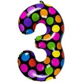 Balon foliowy cyferka 3 w kropki