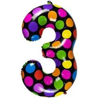 Balon foliowy cyferka 3 w kropki