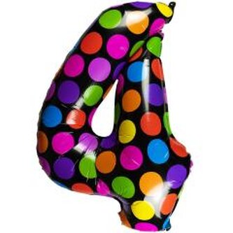 Balon foliowy cyferka 4 w kropki