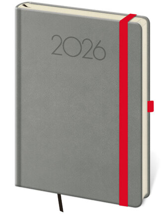 Denní diář A5 New Praga tmavě šedý s gumičkou