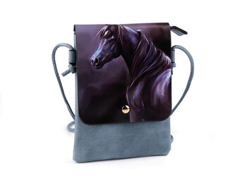 Kabelka malá kočka, květ, jednorožec, jelen, kůň 15,5x21 cm - 1 ks - 6 modrá hydro kůň