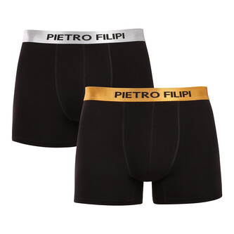 2PACK pánské boxerky Pietro Filipi černé Metalic mix (2PBMS3) XXL