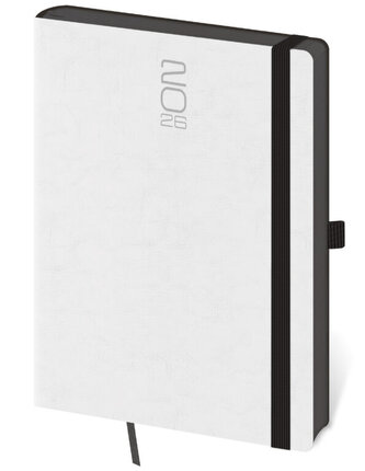 Denní diář A5 Memory bílý s gumičkou