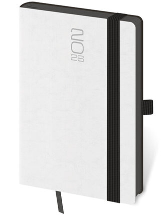 Kapesní diář Memory bílý s gumičkou