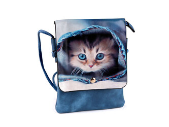 Kabelka malá kočka, květ, jednorožec, jelen, kůň 15,5x21 cm - 1 ks - 14 modrá kočka