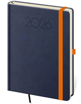 Denní diář A5 New Praga modrý s gumičkou