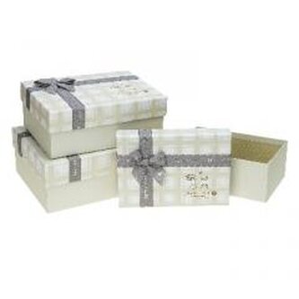 Pudełko prostokątne z kokardą 3szt ROZETTE