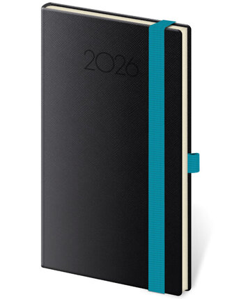 Kapesní diář New Praga černý s gumičkou