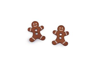 Knoflík imitující perník, kluk a holka - 10 ks - 1 (504001) hnědá koňak chlapec