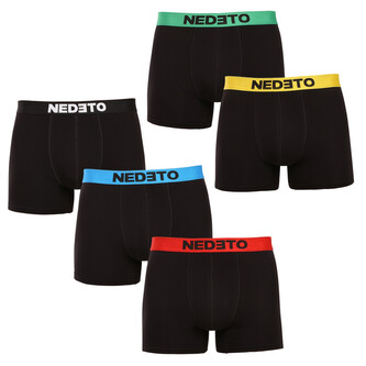 5PACK pánské boxerky Nedeto černé (5NBC1) 5XL