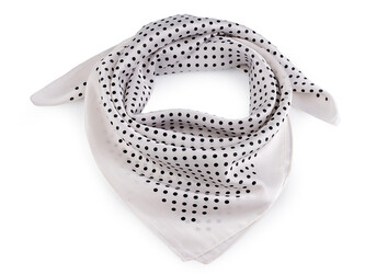 Saténový šátek puntík 65x65 cm - 1 ks - 1 bílá