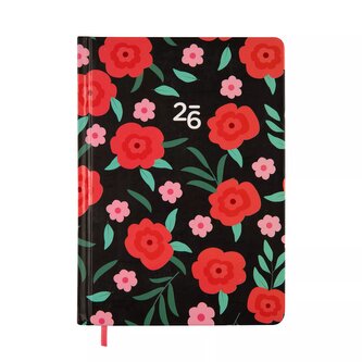Kalendarz 2026 B6 tygodniowy. Czerwone Kwiaty