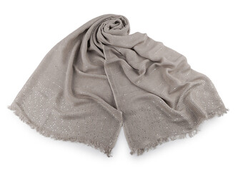 Šátek / šála s flitry 80x185 cm - 1 ks - 6 šedá světlá