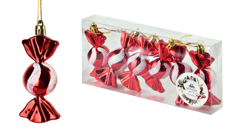 SANTA LILA Komplet 6 bombek CUKIEREK 4x4x9,5cm