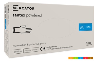 Latexové rukavice Mercator SANTEX pudrované 100 ks bílé Velikost: L