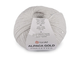 Pletací příze Alpaca Gold s flitry 50 g - 1 ks - 6 (9303) šedá nejsvětlejší