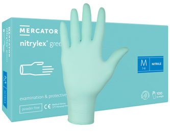 Jednorázové nitrilové zdravotnické rukavice Mercator NITRYLEX zelené 100 ks Velikost: S