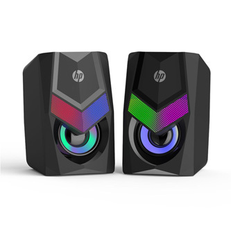 HP reproduktory DHE-6000, 2.0, 6W, černý, regulace hlasitosti, stolní, 3,5 mm jack (USB), podsvícené, 160Hz-20KHz