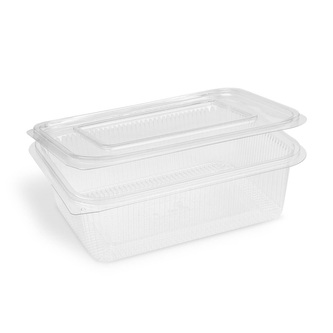 Miska (rPET) s viečkom hranatá priehľadná 1000ml [50 ks]