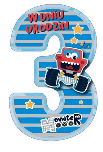 Karnet GM wycinany 3 Urodziny chłopiec GM-955