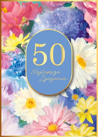 Karnet B6 50 Urodziny malowane kwiaty GM-1175