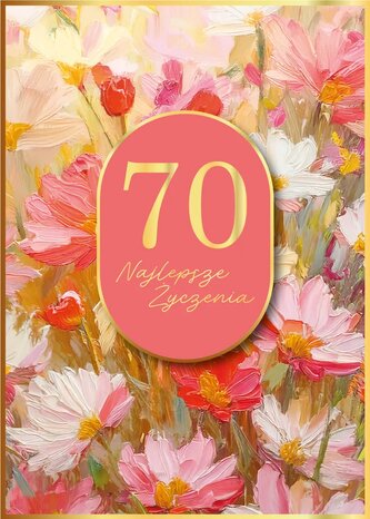 Karnet B6 70 Urodziny malowane kwiaty GM-1179