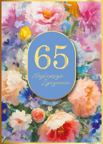 Karnet B6 65 Urodziny malowane kwiaty GM-1178