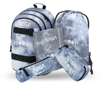BAAGL 5 SET Skate NASA Grey: batoh, penál, pouzdro, sáček, desky