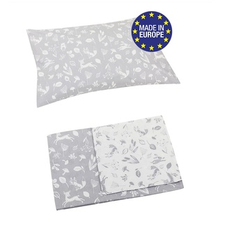 Bomimi POVLEČENÍ 120x90 (peřinka + polštářek) LESNÍ ZVÍŘÁTKA, ŠEDÁ