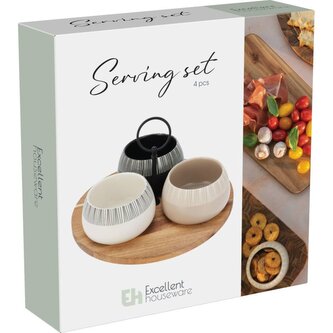 EXCELLENT HOUSEWARE Sada misek na pochutiny servírovací s prkénkem 3 ks KO-210001230