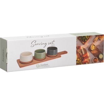 EXCELLENT HOUSEWARE Sada misek na pochutiny servírovací s prkénkem 3 ks KO-210001110