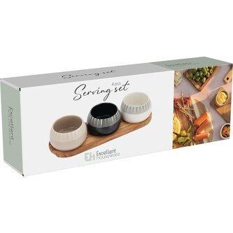 EXCELLENT HOUSEWARE Sada misek na pochutiny servírovací s prkénkem 3 ks KO-210001240