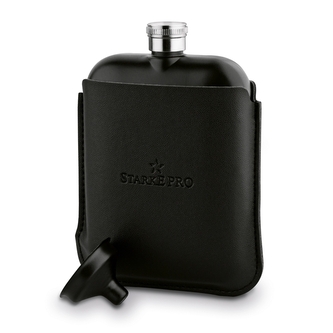 likérka 0,17l NR plochá černá, pouzdro, nálevka, krabička DB