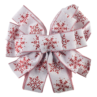 SANTA LILA Kokarda 32x130cm biało czerowna śnieżynka